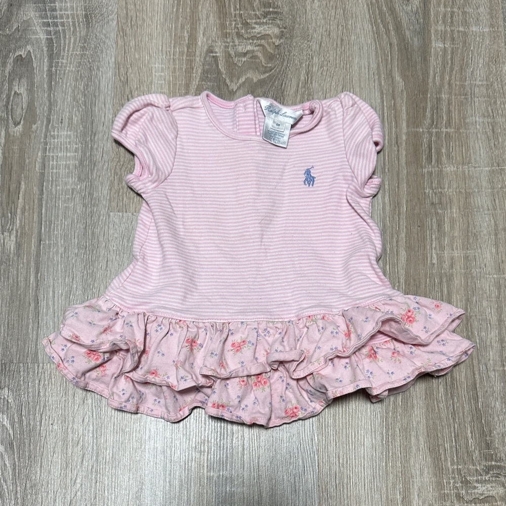 Ralph Lauren Pink Baby Dress with Ruffle Skirt